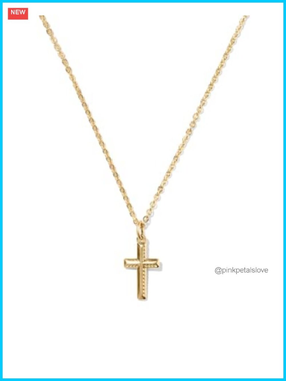 14K Gold Filled Cross Pendant Necklace Lobster Clasp 16 inch
